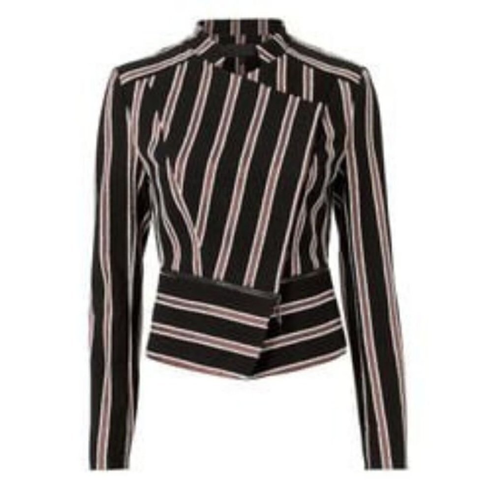 INTERMIX Cotton Cropped "Lisa" Striped Jacket